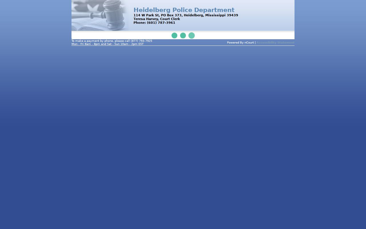 Heidelberg Police Department nCourt payment interface